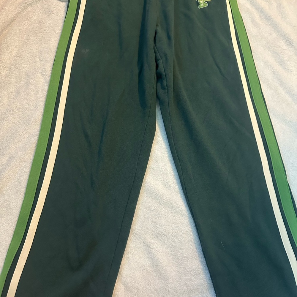 PINK Victoria's Secret Green and White Track Pants